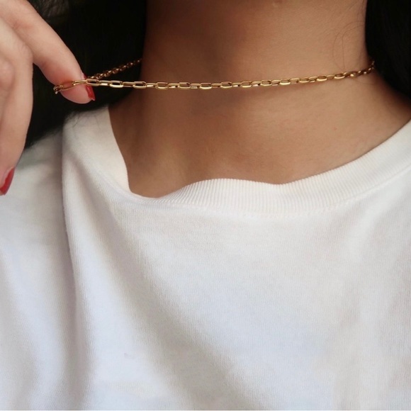 14k Gold Paperclip Chain Unisex 16” - Picture 4 of 4